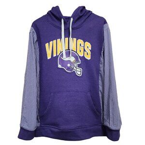 Upcycled Minnesota Vikings Team Apparel Hoodie Purple Gingham Men's Large